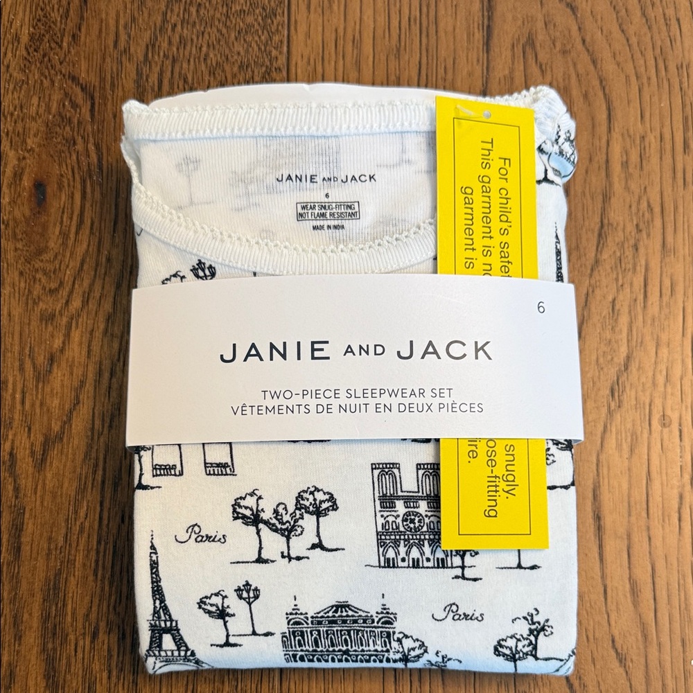 Brand-New Janie and Jack Paris Print Sleepwear Set in Black and White